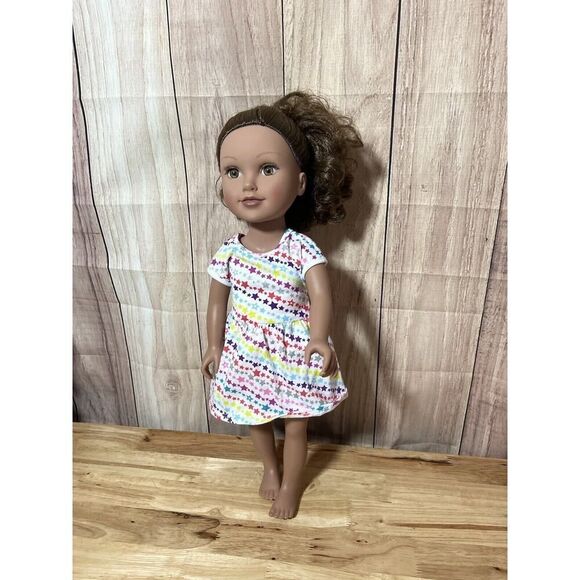 Journey Girls 18” 2015 Geoffrey Doll Brunnette With American Girl Dress - Picture 1 of 10
